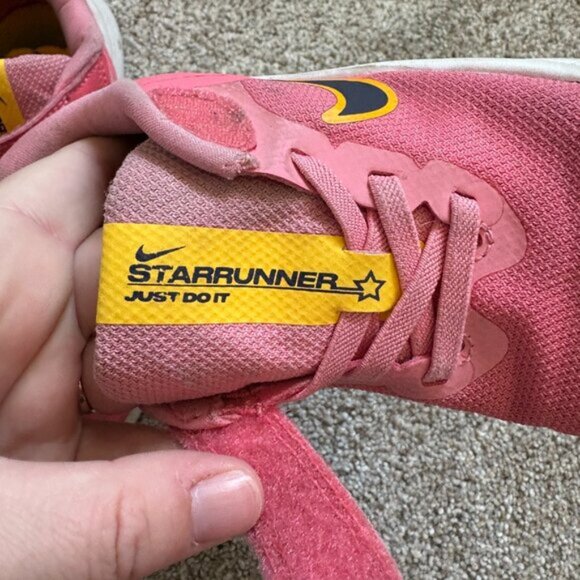 Nike Starrunner Just Do It Grade School Girl Size 12C Pink Velcro Running Shoes - Picture 4 of 10